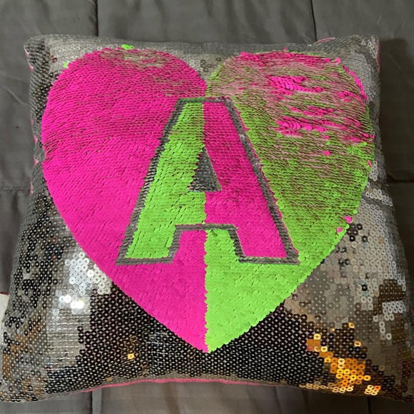Justice Monogram A Reversible Sequins Pillow 14” - Picture 2 of 4